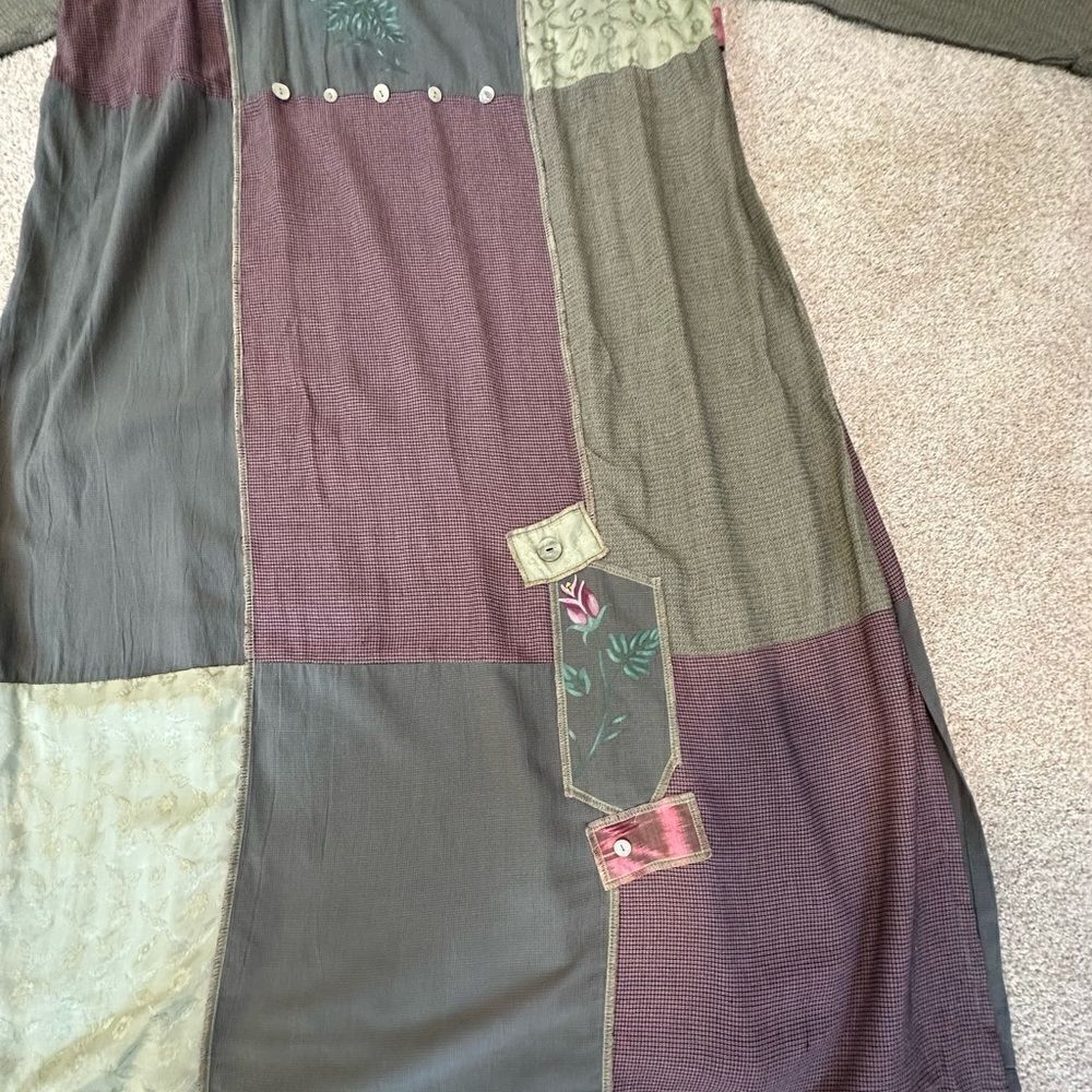 NWOT💼Surya II Patchwork Maxi Dress with Matching Purse Dusty Rose and Green - Picture 10 of 11